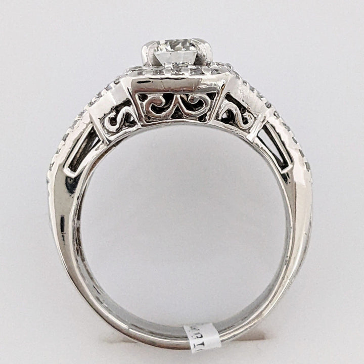 PLATINUM 1.52 CARAT TOTAL WEIGHT DIAMOND ROUND VVS2 G (97) HALO RING WITH JACKETS ESTATE SET 12.6 GRAMS