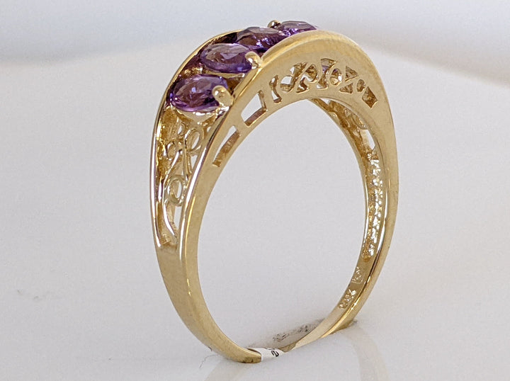 14K AMETHYST OVAL (5) ESTATE RING 3.4 GRAMS