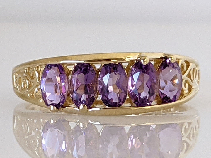 14K AMETHYST OVAL (5) ESTATE RING 3.4 GRAMS