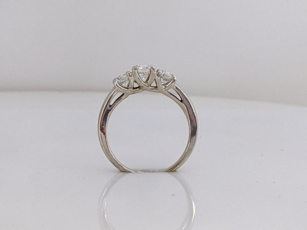 14K WHITE 1.00CTW VVS2-I1 I-J DIAMOND ROUND (3) ESTATE RING 3.0 GRAMS