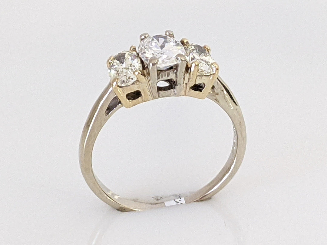 14K WHITE 1.67CTW VS-SI2 G-P DIAMOND OVAL THREE ESTATE RING 3.3 GRAMS