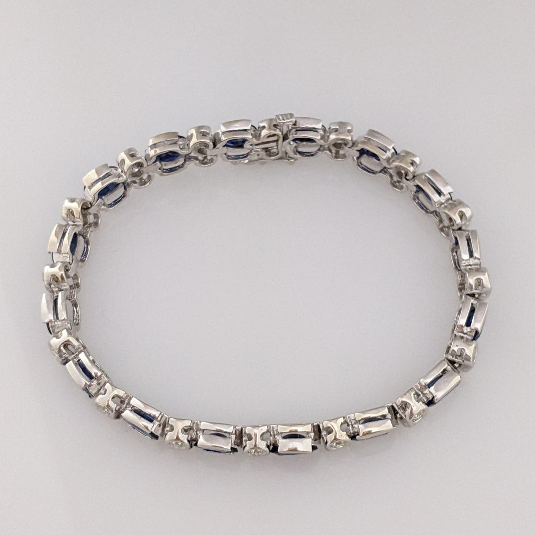14K WHITE SAPPHIRE "AA" OVAL 5X7 (16) WITH 1.92 DIAMOND TOTAL WEIGHT ESTATE BRACELET 22.7 GRAMS