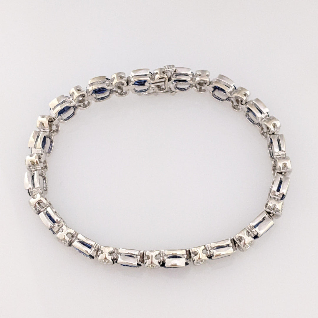 14K WHITE SAPPHIRE "AA" OVAL 5X7 (16) WITH 1.92 DIAMOND TOTAL WEIGHT ESTATE BRACELET 22.7 GRAMS