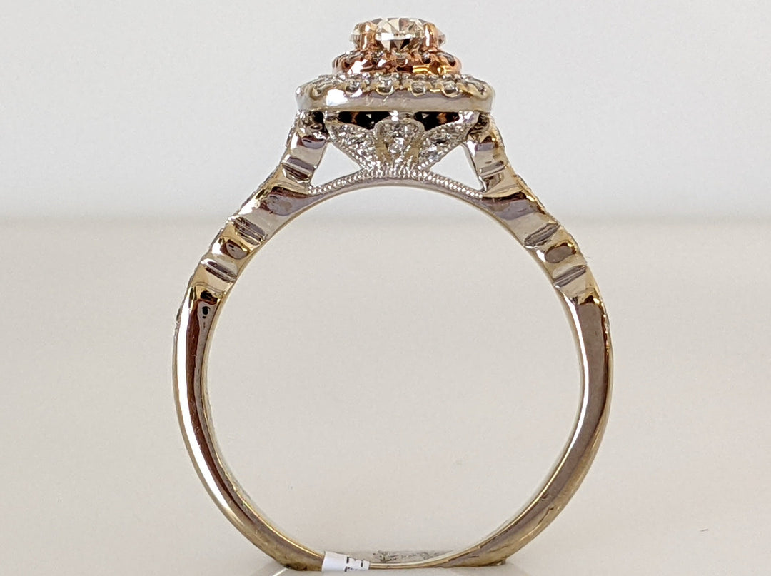 14K TWO TONE 1.48CTW SI1-SI2 G-H DIAMOND OVAL WITH (67) ROUND ESTATE RING 5.1 GRAMS