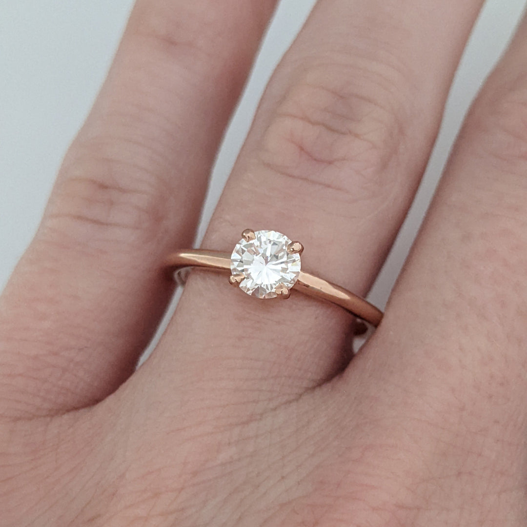 14K ROSE .58 CARAT TOTAL VS1 H DIAMOND ROUND ESTATE RING 2.2 GRAMS