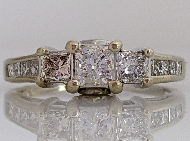 14K WHITE 1.52 CARAT TOTAL WEIGHT I1 H DIAMOND PRINCESS CUT (13) ESTATE RING 3.9 GRAMS