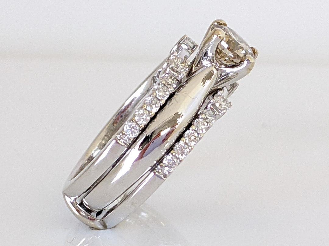 18K WHITE 1.13CTW SI2 L DIAMOND ROUND (25) ESTATE RING 8.4 GRAMS