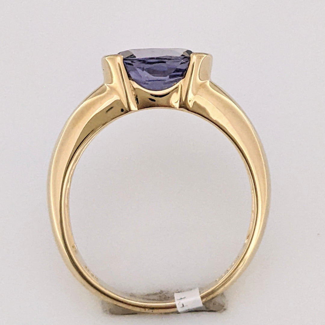 14K IOLITE OVAL 7X9 HALF BEZEL ESTATE RING 3.5 GRAMS