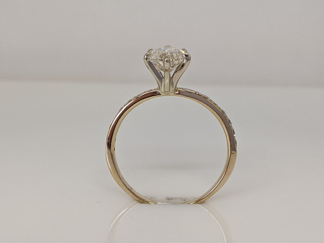 14K 1.83 CARAT TOTAL WEIGHT SI1 I DIAMOND PEAR WITH (16) ROUND MELEE ESTATE RING 2.5 GRAMS