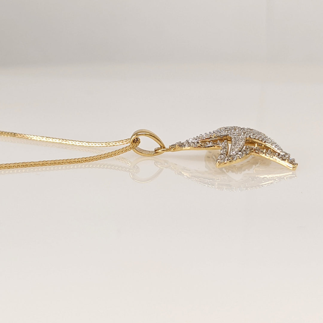 14K DIAMOND ROUND MELEE STARFISH ESTATE PENDANT & CHAIN 2.8 GRAMS