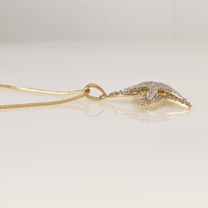14K DIAMOND ROUND MELEE STARFISH ESTATE PENDANT & CHAIN 2.8 GRAMS