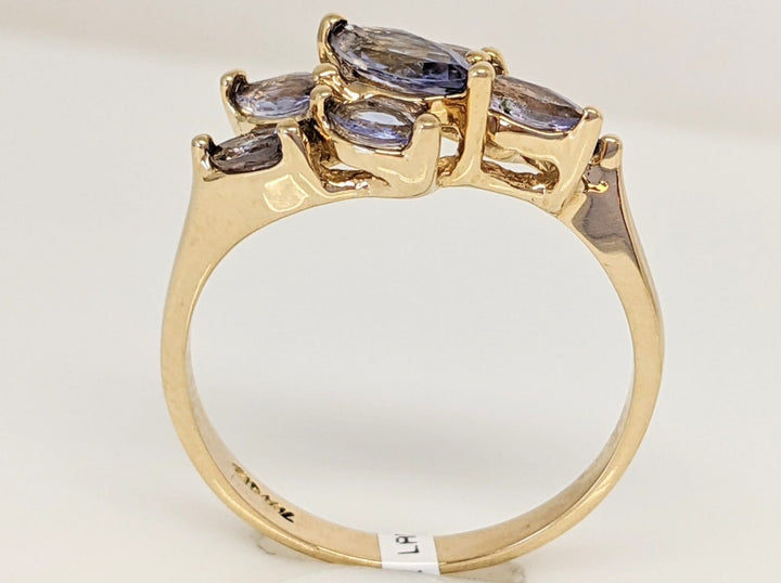 14K TANZANITE MARQUISE (7) ESTATE RING 3.3 GRAMS