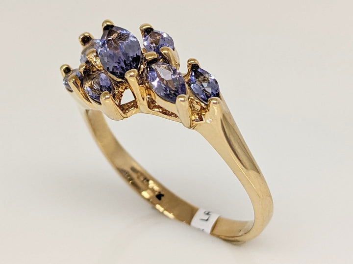 14K TANZANITE MARQUISE (7) ESTATE RING 3.3 GRAMS