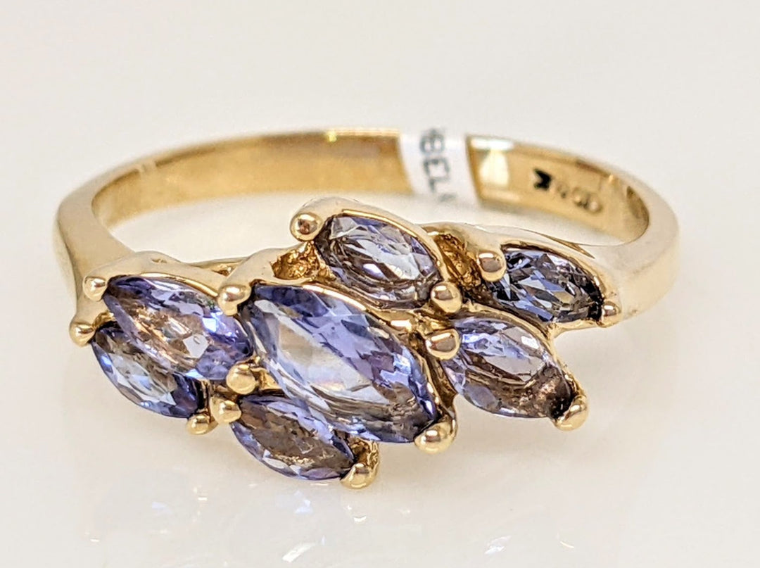 14K TANZANITE MARQUISE (7) ESTATE RING 3.3 GRAMS