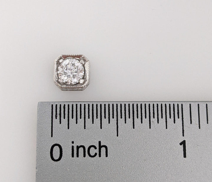 14K WHITE 1.10CTW I1 G DIAMOND ROUND (2) SQUARE HEAD ESTATE STUD EARRINGS 2.1 GRAMS