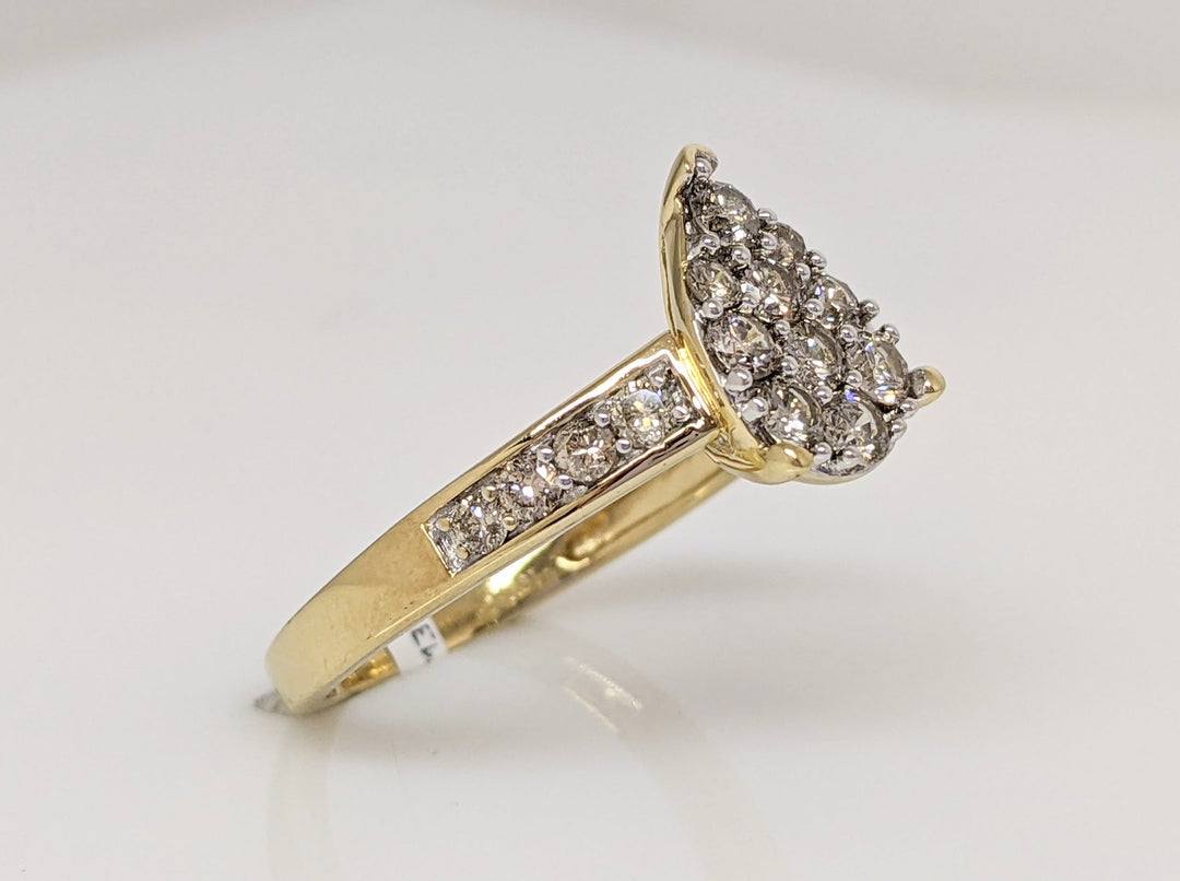 10K .78CTW SI2 H DIAMOND ROUND (18) PEAR SHAPED CLUSTER ESTATE RING 2.5 GRAMS