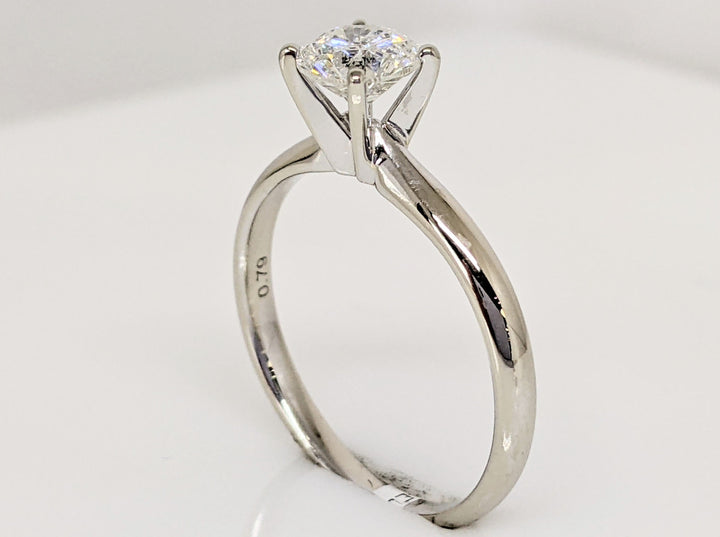 14K WHITE .79 CARAT TOTAL WEIGHT I2 F DIAMOND ROUND SOLITAIRE ESTATE RING 2.3 GRAMS