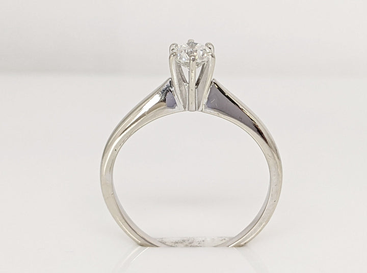 14K WHITE .30CT SI1 H DIAMOND ROUND 6-PRONG SOLITAIRE ESTATE RING 2.3 GRAMS