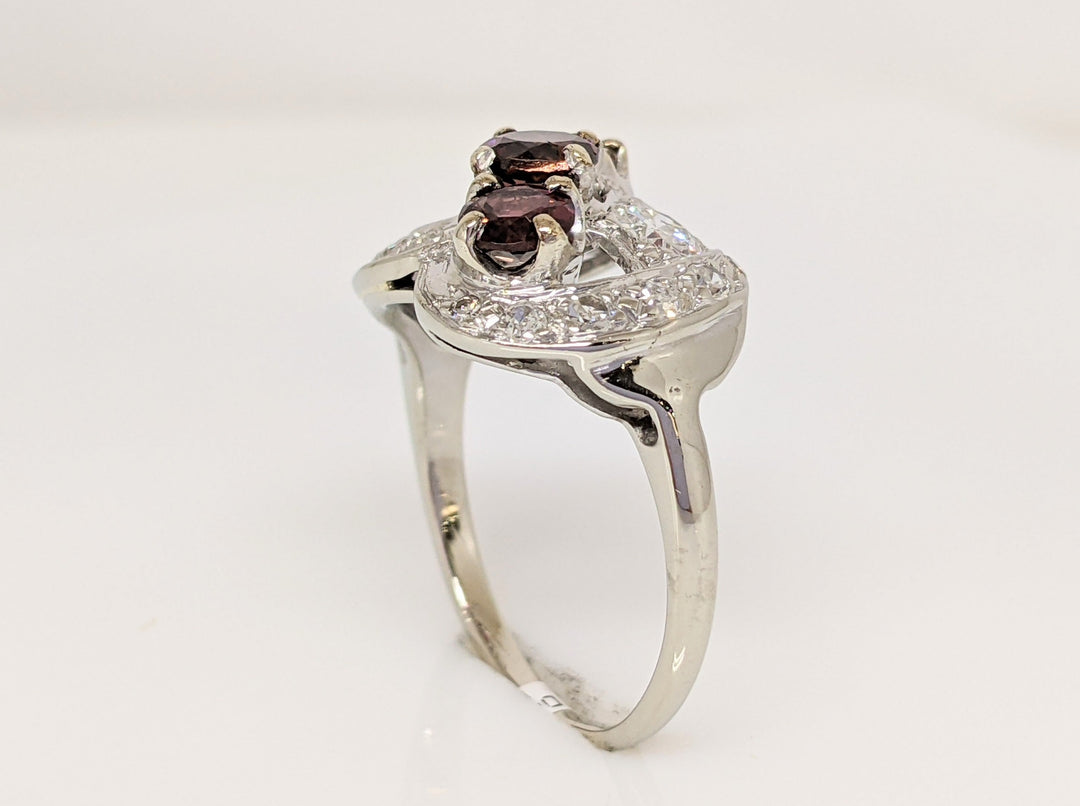 10K WHITE PINK TOURMALINE ROUND (3) WITH .45 DIAMOND TOTAL WEIGHT ESTATE RING 4.1 GRAMS