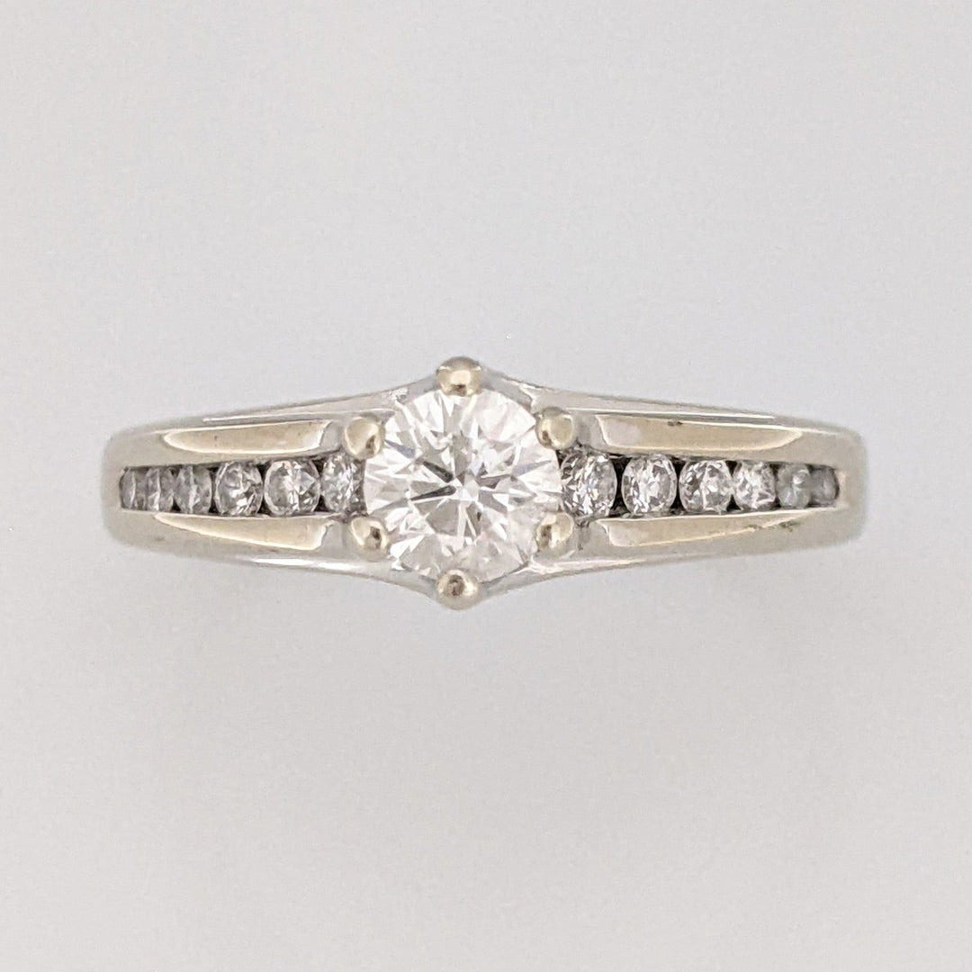 14K WHITE .53 CARAT TOTAL WEIGHT SI2 H DIAMOND ROUND (13) ESTATE RING 3.1 GRAMS