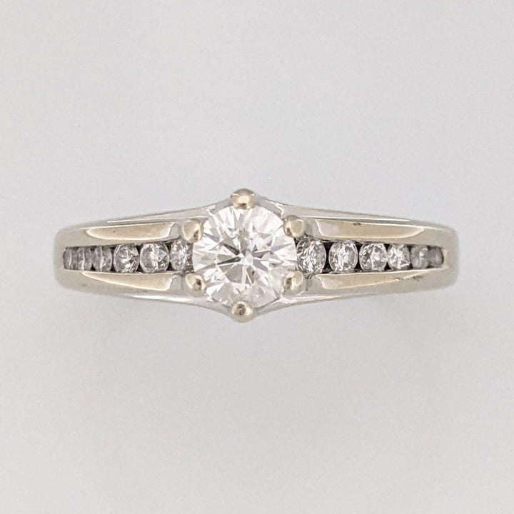 14K WHITE .53 CARAT TOTAL WEIGHT SI2 H DIAMOND ROUND (13) ESTATE RING 3.1 GRAMS