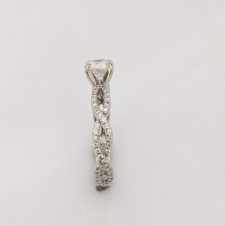 14K WHITE 1.13CTW I2 H DIAMOND ROUND (77) TWIST SHANK ESTATE 2.8 GRAMS