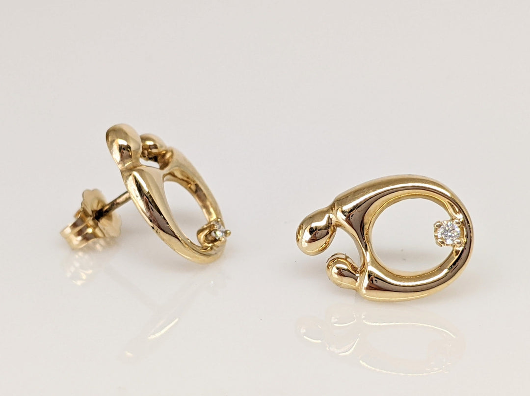 14K MOTHER/CHILD WITH MELEE STUD ESTATE EARRINGS 2.2 GRAMS