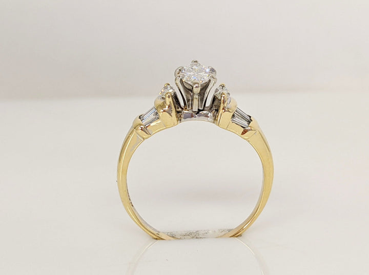 14K 1.03CTW SI2 H DIAMOND MARQUISE (3) BAGUETTES (6) ESTATE RING 3.3 GRAMS