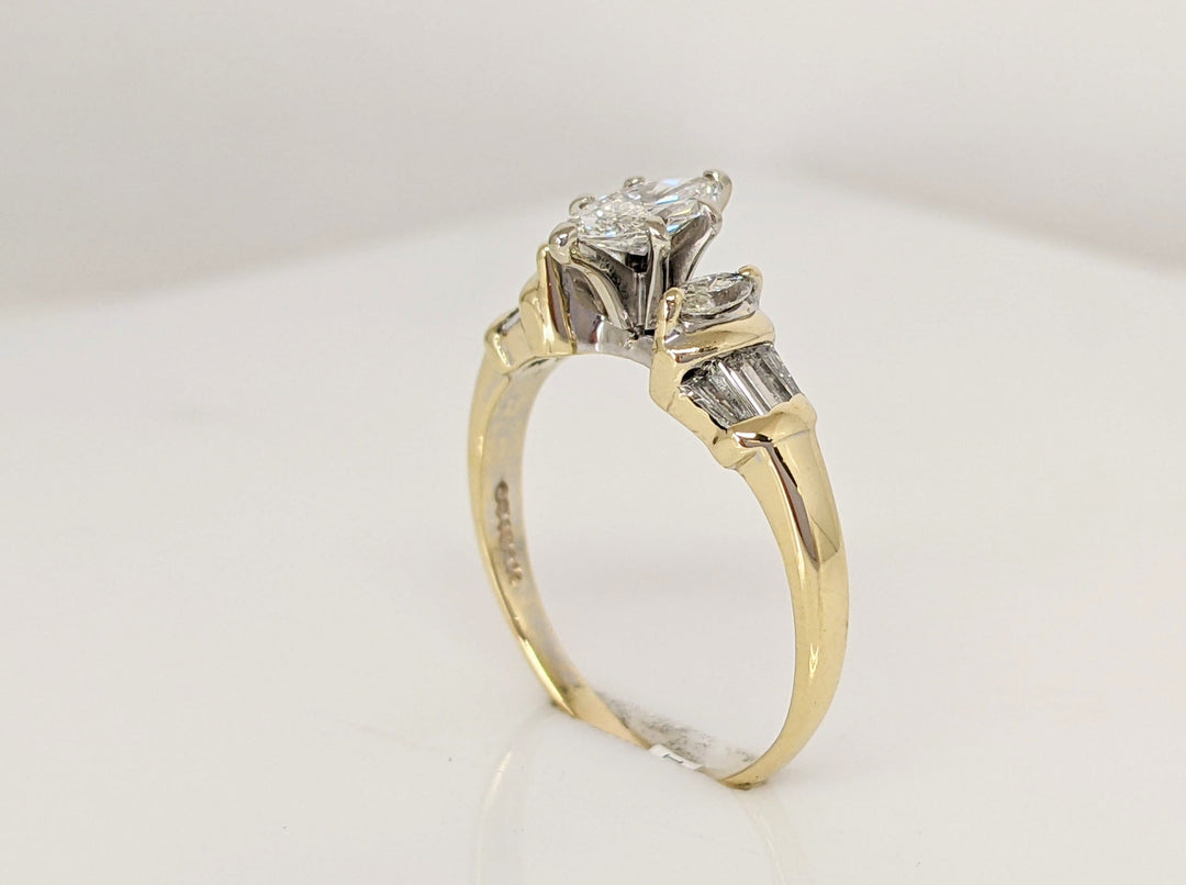 14K 1.03 CARAT TOTAL WEIGHT SI2 H DIAMOND MARQUISE (3) BAGUETTES (6) ESTATE RING 3.3 GRAMS