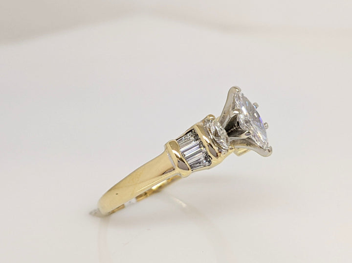 14K 1.03 CARAT TOTAL WEIGHT SI2 H DIAMOND MARQUISE (3) BAGUETTES (6) ESTATE RING 3.3 GRAMS