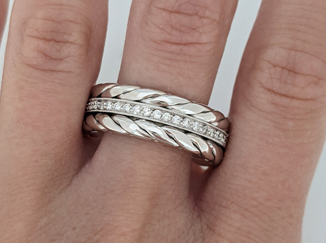 14K WHITE .88CTW VS2 I DIAMOND ROUND (88) ETERNITY BAND 12.0 GRAMS