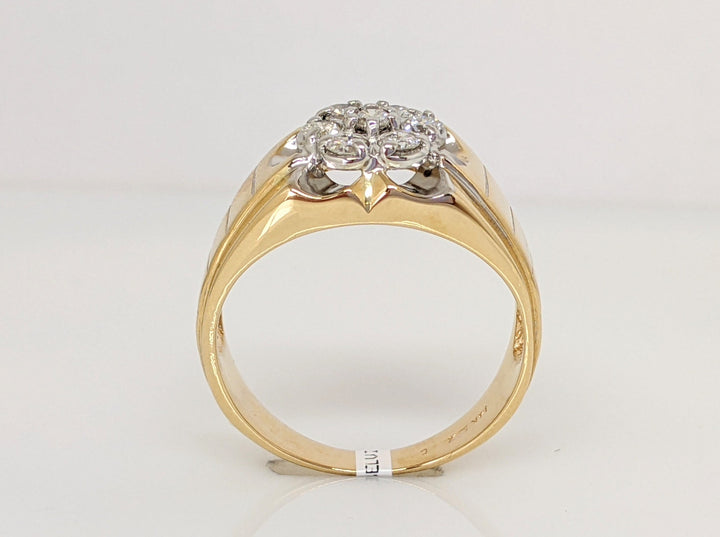 14K .48 CARAT TOTAL WEIGHT I1 J DIAMOND ROUND (7) CLUSTER ESTATE RING 5.6 GRAMS