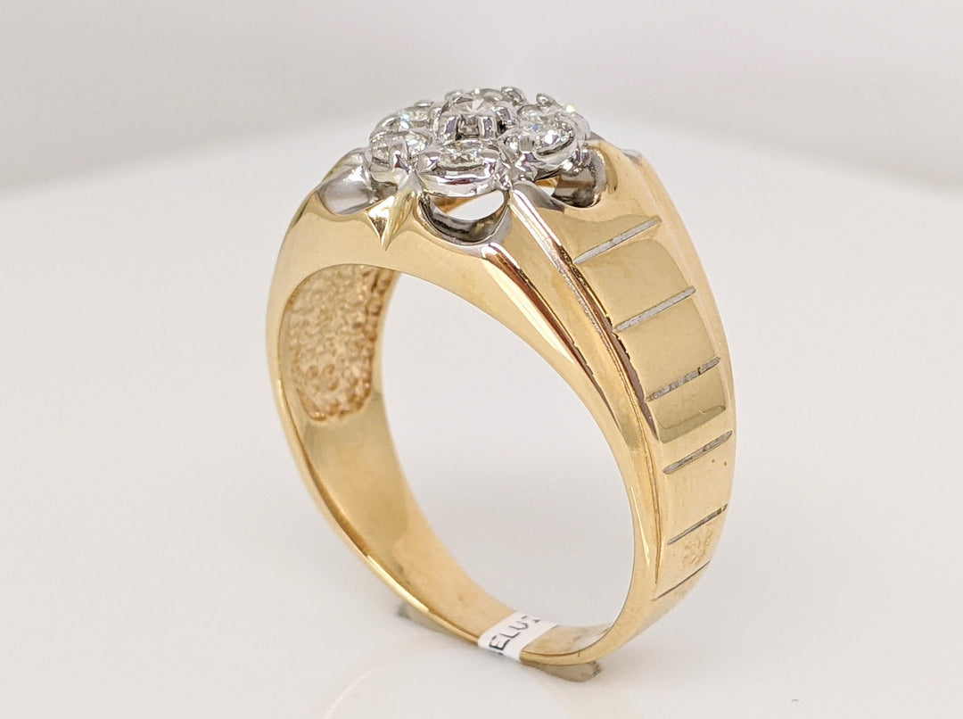 14K .48CTW I1 J DIAMOND ROUND (7) CLUSTER ESTATE RING 5.6 GRAMS