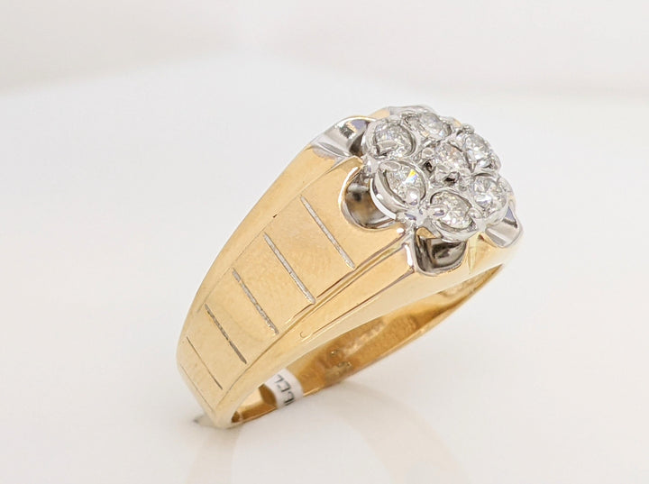 14K .48CTW I1 J DIAMOND ROUND (7) CLUSTER ESTATE RING 5.6 GRAMS