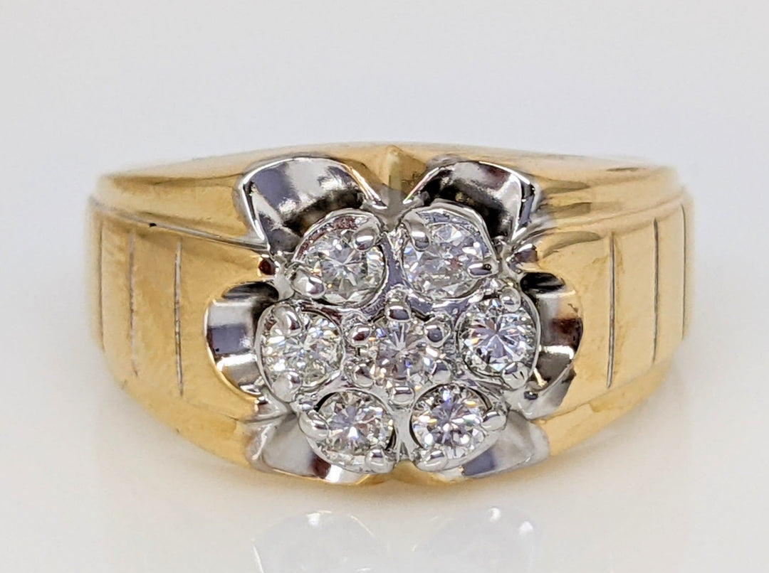 14K .48CTW I1 J DIAMOND ROUND (7) CLUSTER ESTATE RING 5.6 GRAMS