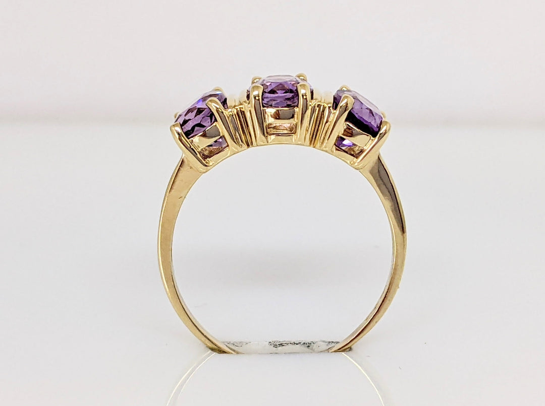 14K AMETHYST OVAL (3) 5X7 ESTATE RING 3.2 GRAMS