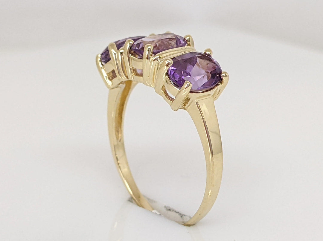 14K AMETHYST OVAL (3) 5X7 ESTATE RING 3.2 GRAMS