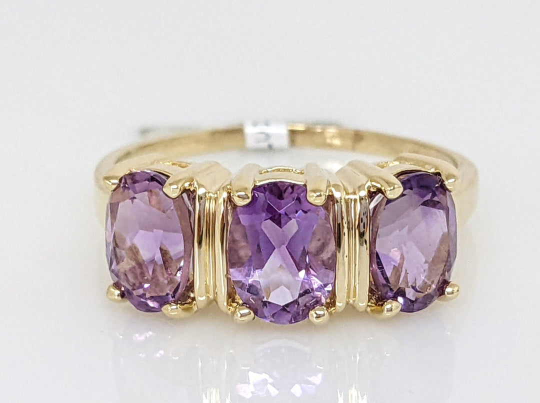 14K AMETHYST OVAL (3) 5X7 ESTATE RING 3.2 GRAMS