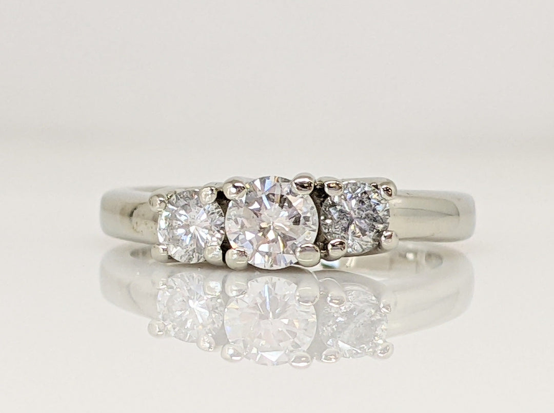 14K WHITE .64 CARAT TOTAL WEIGHT I1 I DIAMOND ROUND (3) TRINITY ESTATE RING 3.8 GRAMS