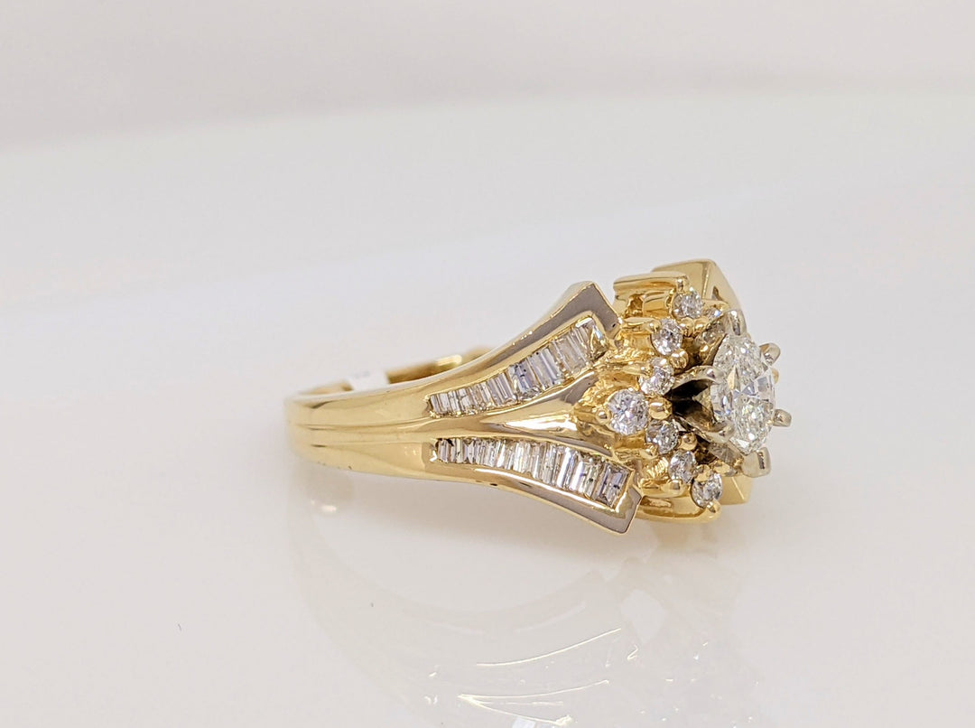 14K 1.04CTW SI2 I DIAMOND MARQUISE (1) BAGUETTES (32) ROUND (12) ESTATE RING 5.8 GRAMS