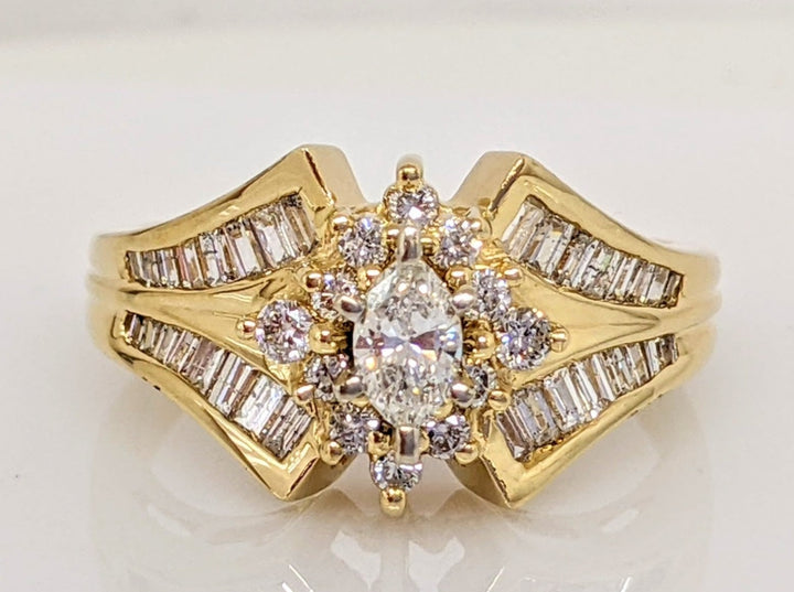 14K 1.04CTW SI2 I DIAMOND MARQUISE (1) BAGUETTES (32) ROUND (12) ESTATE RING 5.8 GRAMS