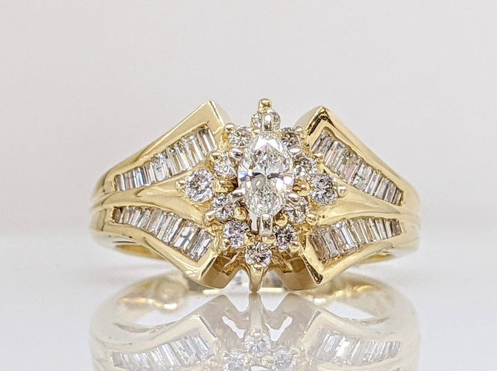 14K 1.04CTW SI2 I DIAMOND MARQUISE (1) BAGUETTES (32) ROUND (12) ESTATE RING 5.8 GRAMS