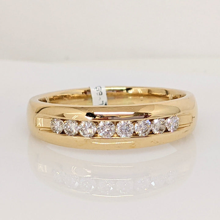 14K .48CTW SI1 H DIAMOND ROUND (8) CHANNEL SET ESTATE BAND 6.7 GRAMS