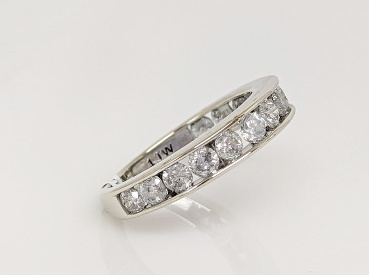 10K WHITE 1.00 CARAT TOTAL WEIGHT I3 I DIAMOND ROUND (14) CHANNEL SET ESTATE BAND 2.1 GRAMS