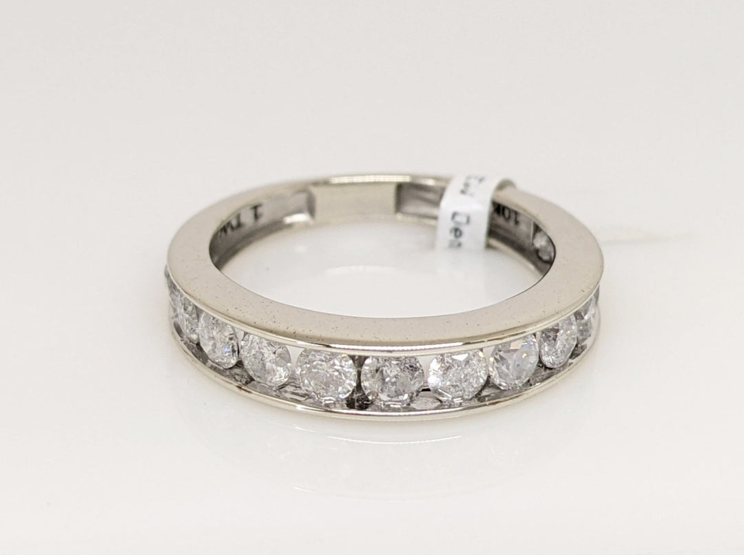 10K WHITE 1.00 CARAT TOTAL WEIGHT I3 I DIAMOND ROUND (14) CHANNEL SET ESTATE BAND 2.1 GRAMS