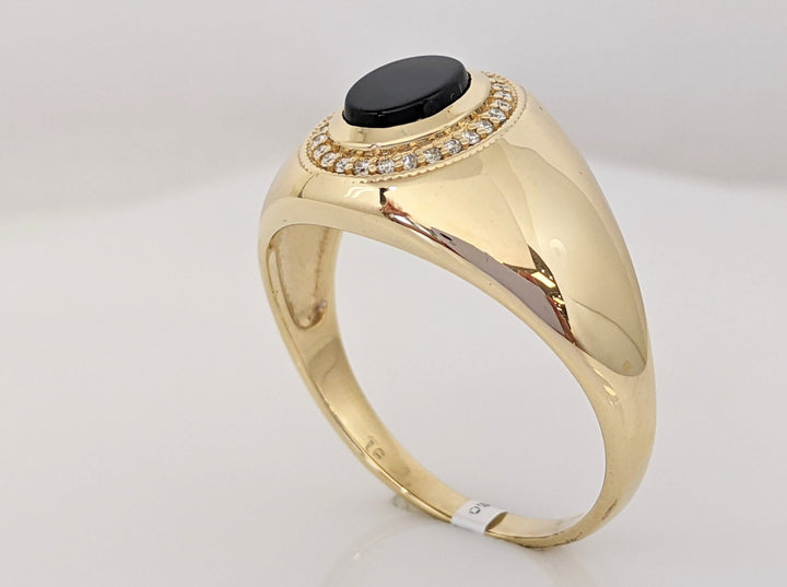 14K ONYX OVAL 6X8 WITH .14DTW (28) ESTATE RING 6.4 GRAMS