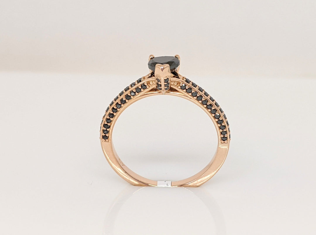 14K ROSE GOLD .50CTW DIAMOND HEART BLACK WITH BLACK MELEE ESTATE RING 3.0 GRAMS