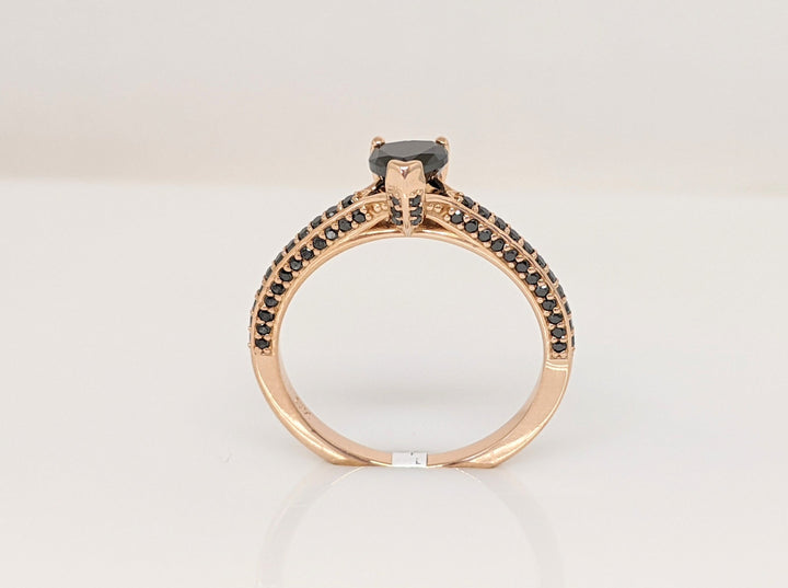 14K ROSE GOLD .50CTW DIAMOND HEART BLACK WITH BLACK MELEE ESTATE RING 3.0 GRAMS