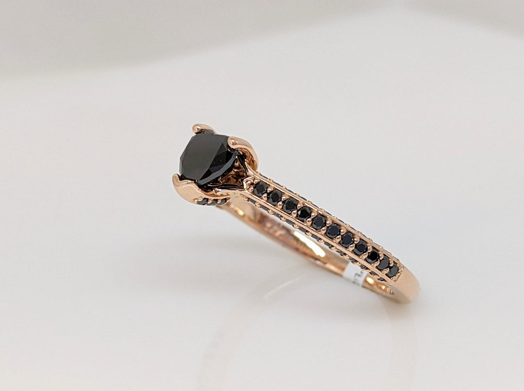 14K ROSE GOLD .50CTW DIAMOND HEART BLACK WITH BLACK MELEE ESTATE RING 3.0 GRAMS