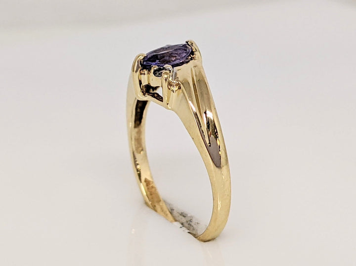 10K IMITATION PURPLE MARQUISE 3X6 WITH (2) DIAMOND ESTATE RING 1.5 GRAMS